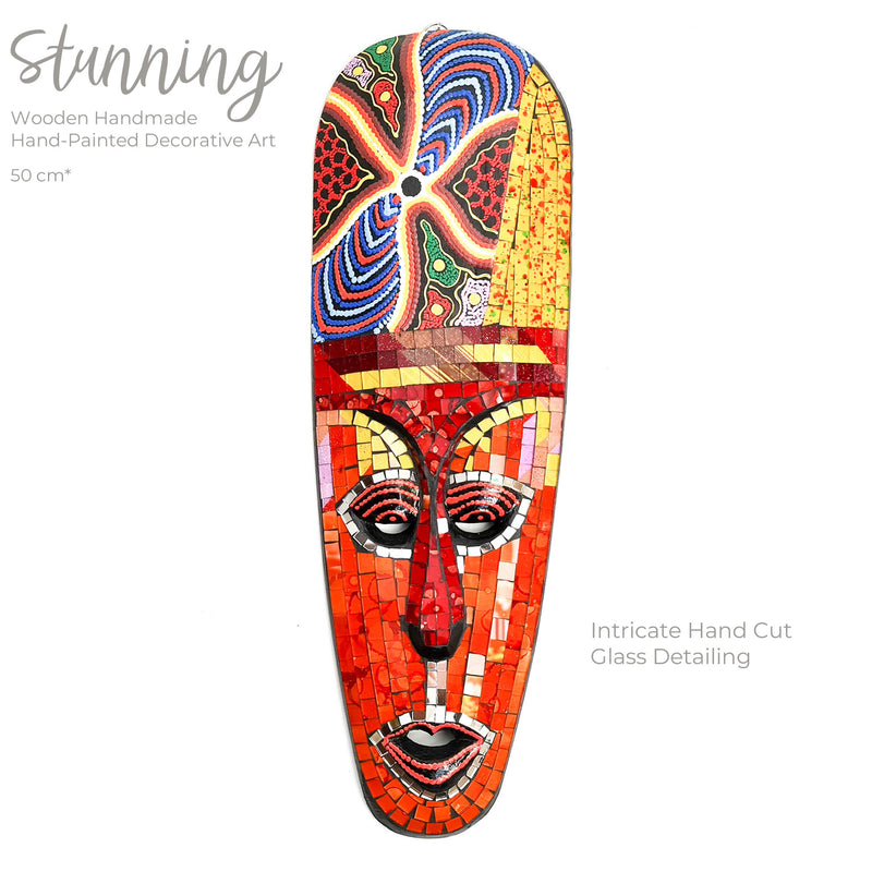 Hawaiian Tiki Mask Wall Hanging - Hand Carved painted wooden Tropical Aboriginal decoration