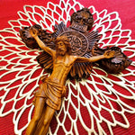 Blessed Jesus Prayer Cross Carved Wooden Decorative Sculpture Art Vatican Gospel Bible Jerusalem