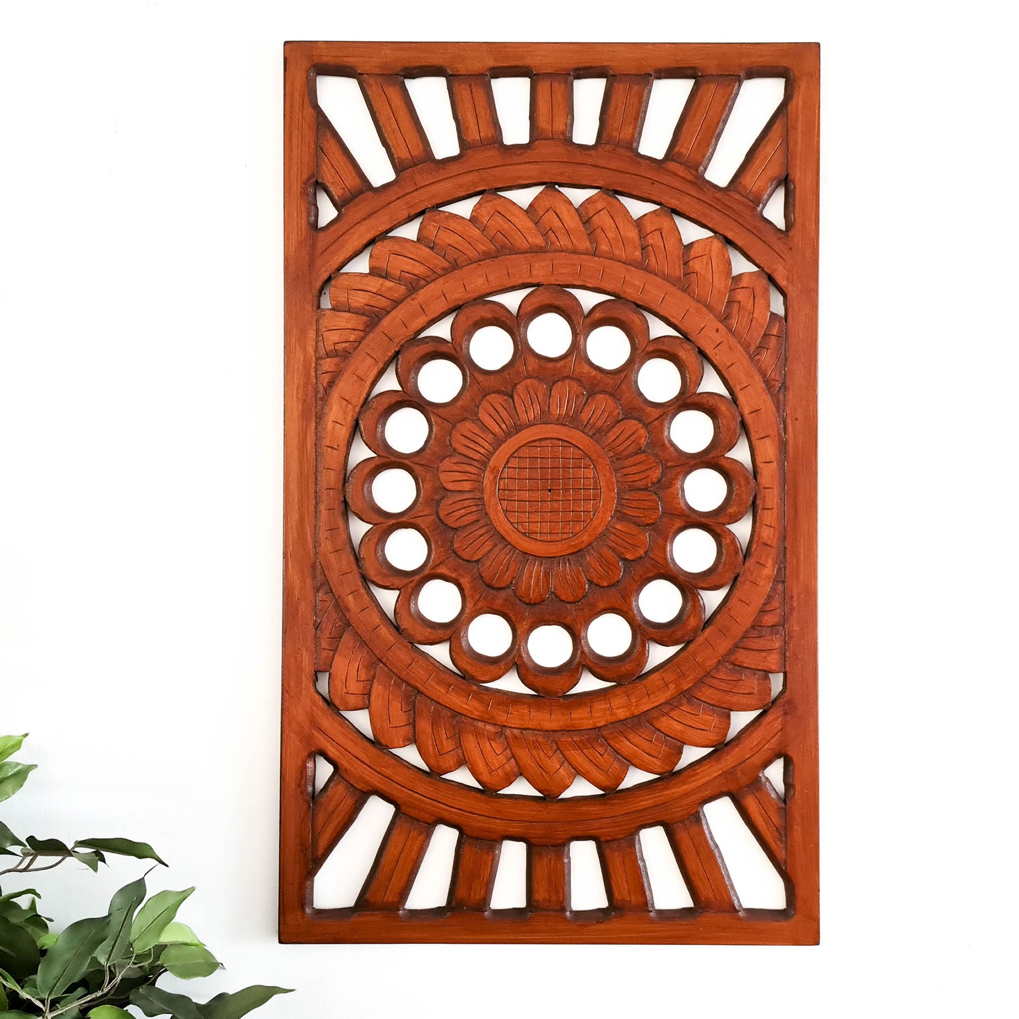 Mandala Art - Handmade Carved Wooden Wall Art Headboard