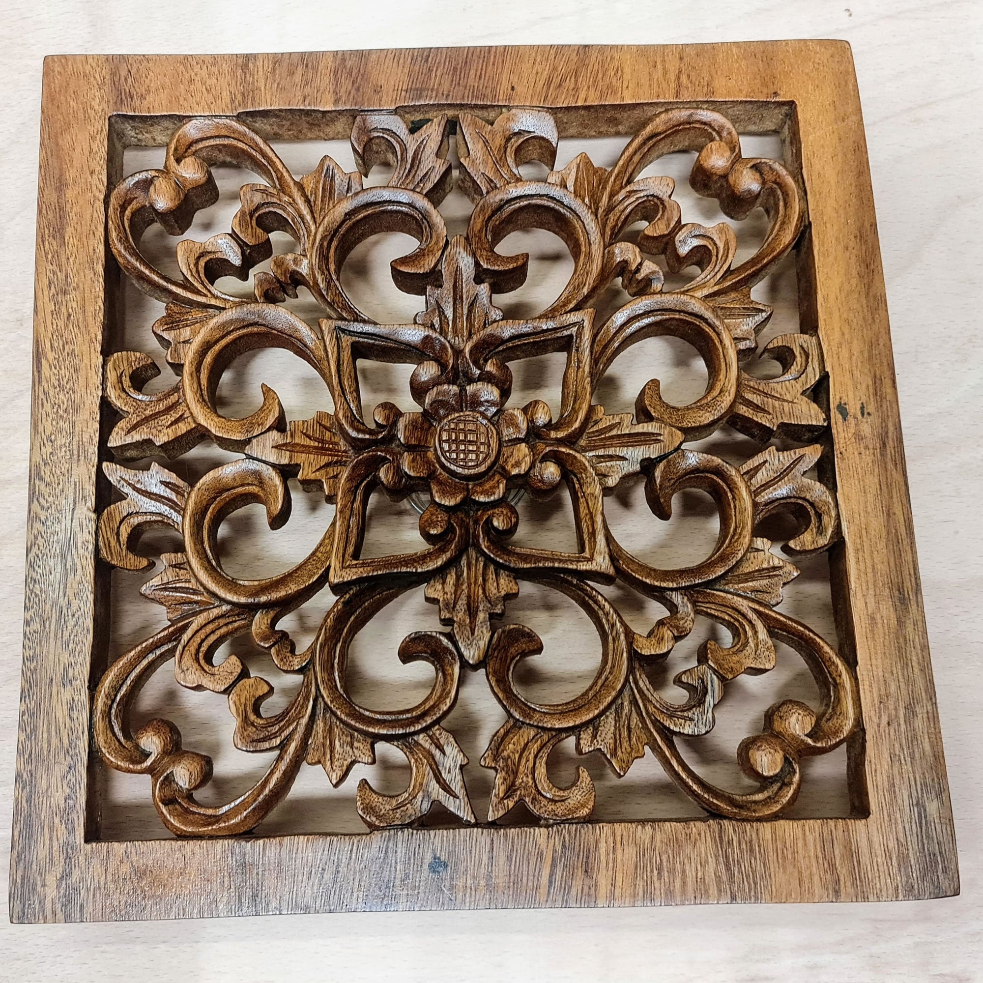 Handmade Carved Wooden Decorative Mandala Wall Art Sculpture Yoga Panel - Easternada