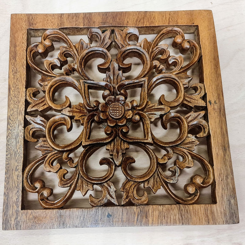 Handmade Carved Wooden Decorative Mandala Wall Art Sculpture Yoga Panel - Easternada