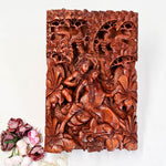Hand Carved Wooden Hindu God - Radha Krishna Sculpture Art Mandir