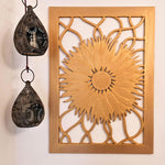Art Deco Golden Sunflower - Handmade Carved Wooden Wall Art Headboard