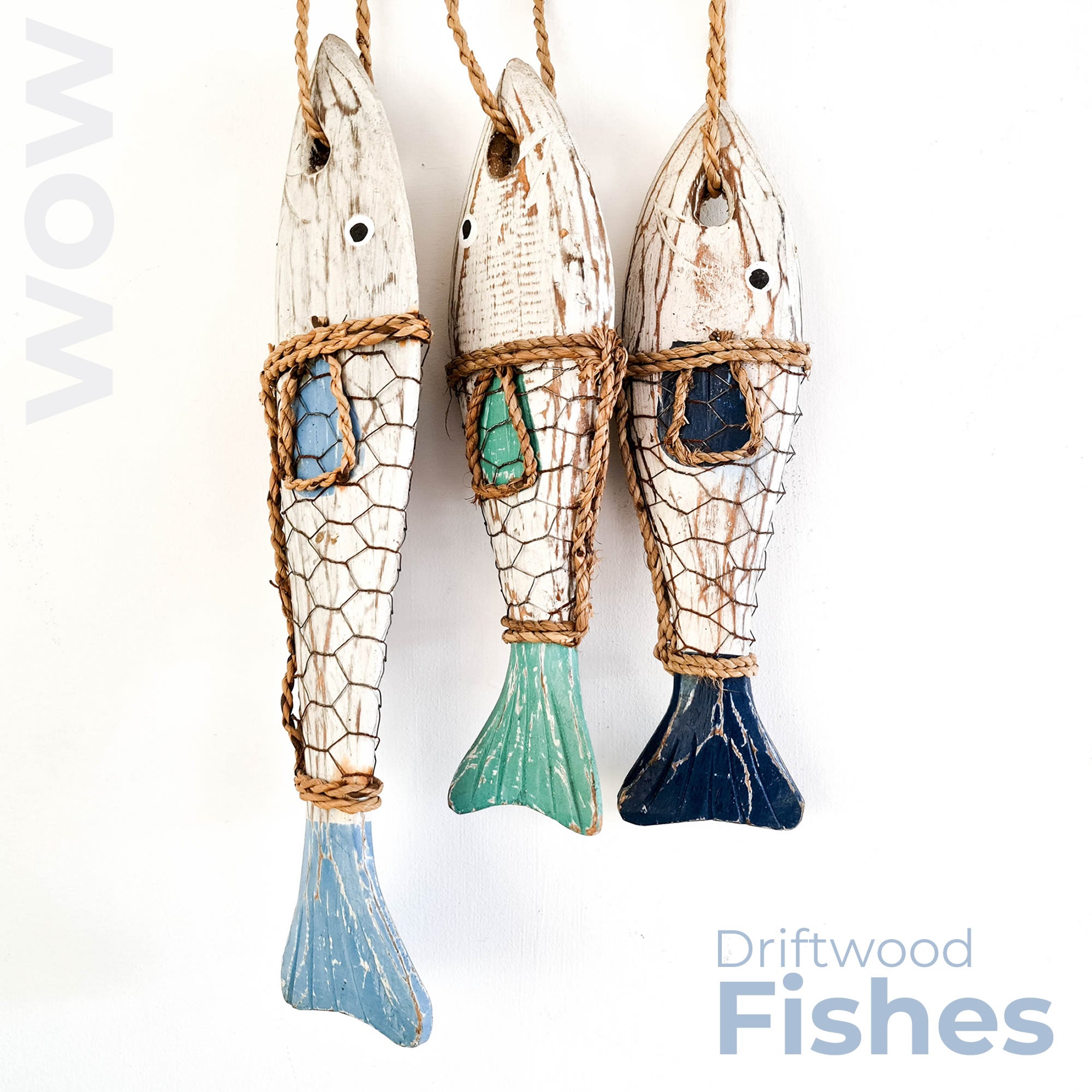 Tropical Fishes Wall Hanging - Hand-Carved painted wooden Tropical Beach Surf decoration