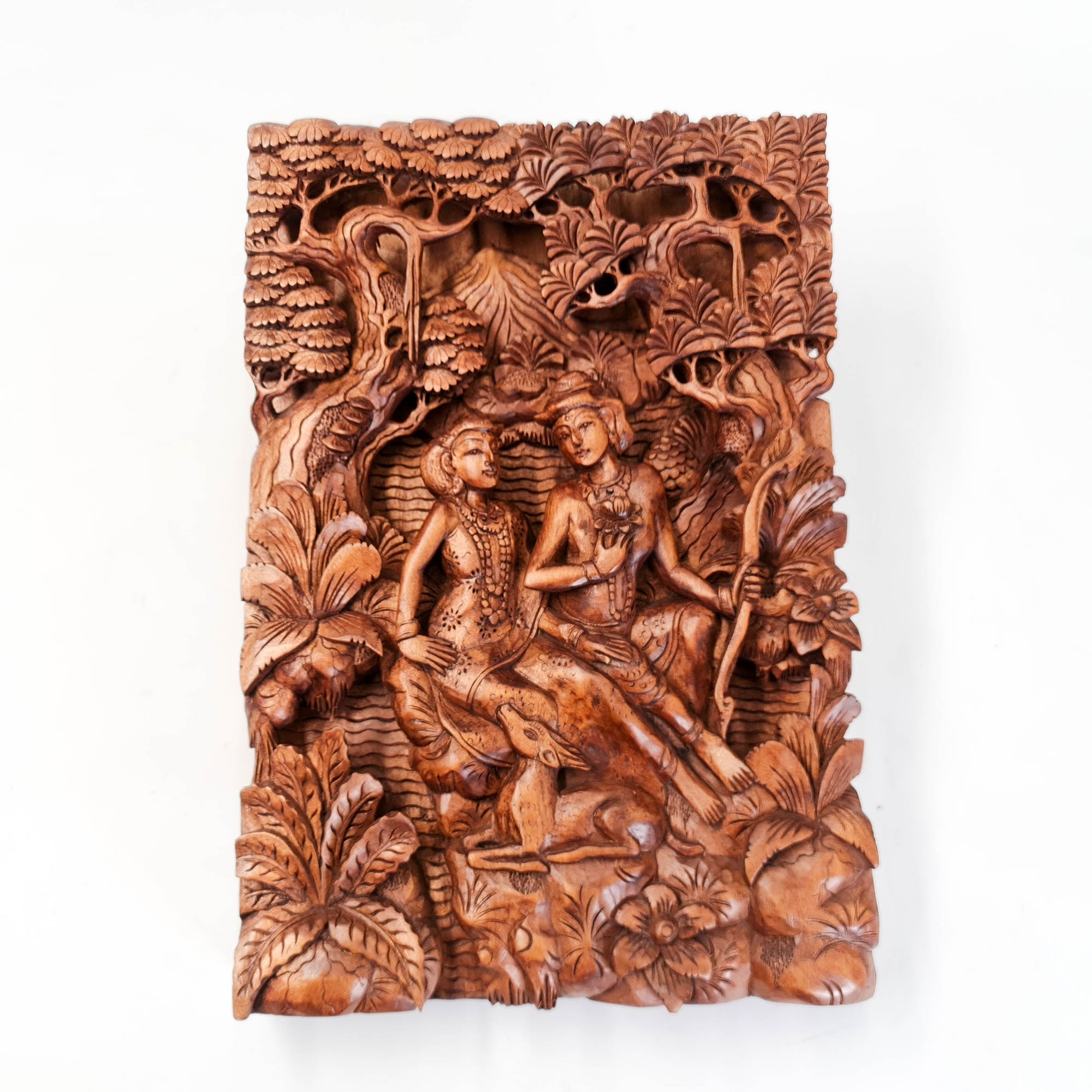 Hand Carved Wooden Hindu God - Ram Sita Sculpture Art Mandir