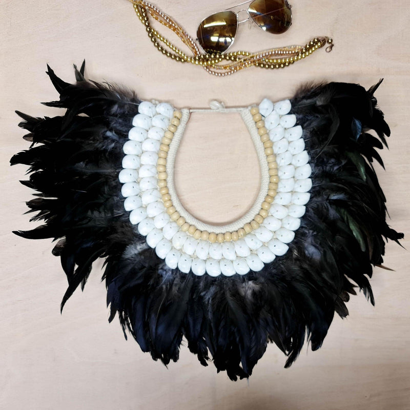 Bohemian Style Feather Sea Shells Handmade Decorative Costume Macrame Necklace Jujuhat - Easternada