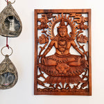 Lord Shiva Siva Carved Wooden Decorative Panel Sculpture Mandir Hindu Art Décor