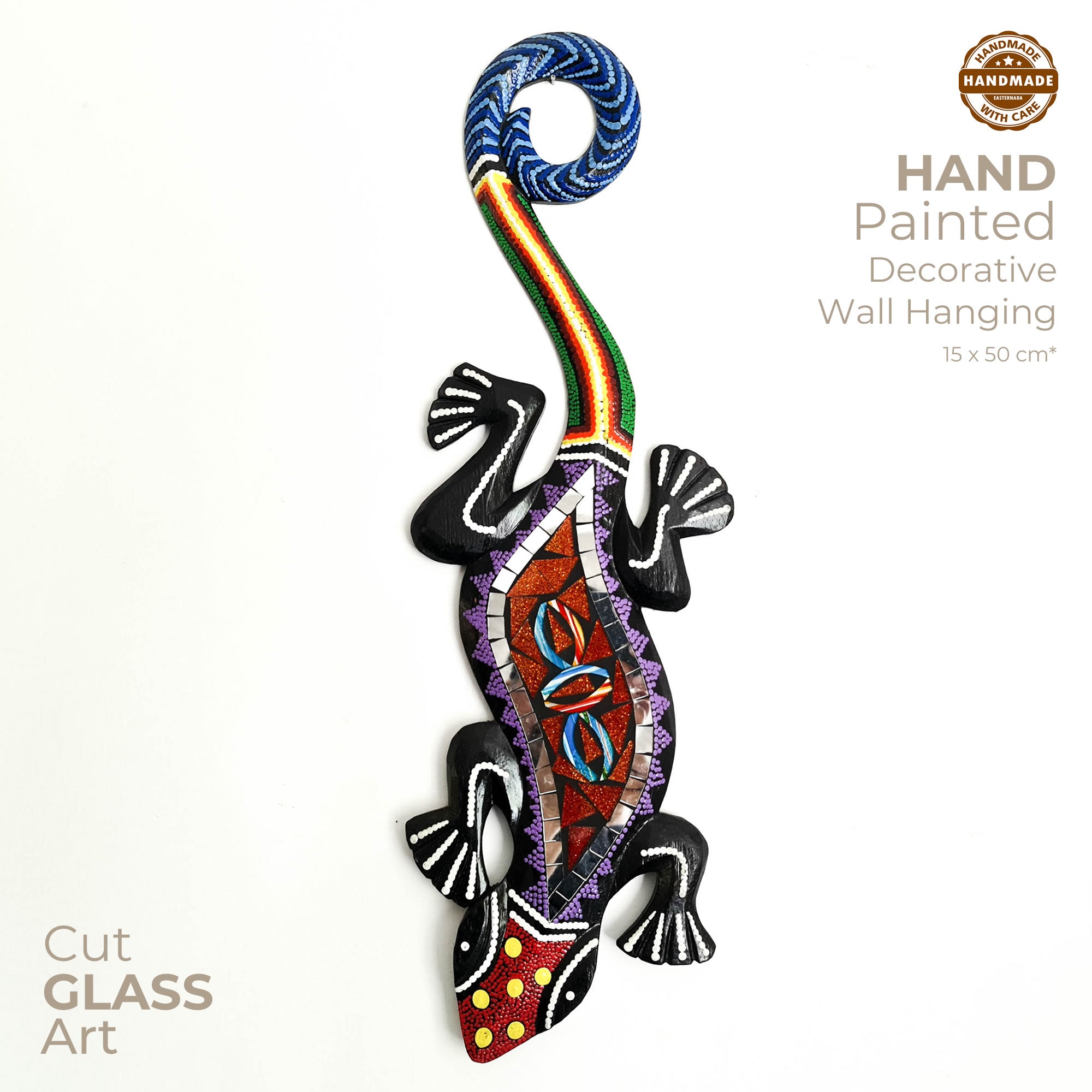 Tropical Wall Hanging - Hand-Carved painted wooden Tropical decoration.