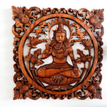 Hindu God Lord Shiva Siva Wooden Wall Art Sculpture Decoration Yoga Temple Mandir -Easternada