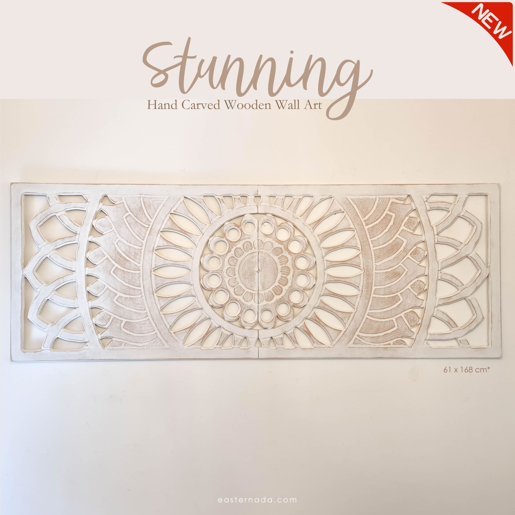 Hand Carved Wooden Wall Art - KING Headboard Decorative Mandala