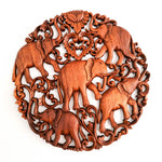 Jungle Elephants Carved Wooden Hand Carved Decorative Panel Sculpture Nature - Easternada A perfect Gift idea