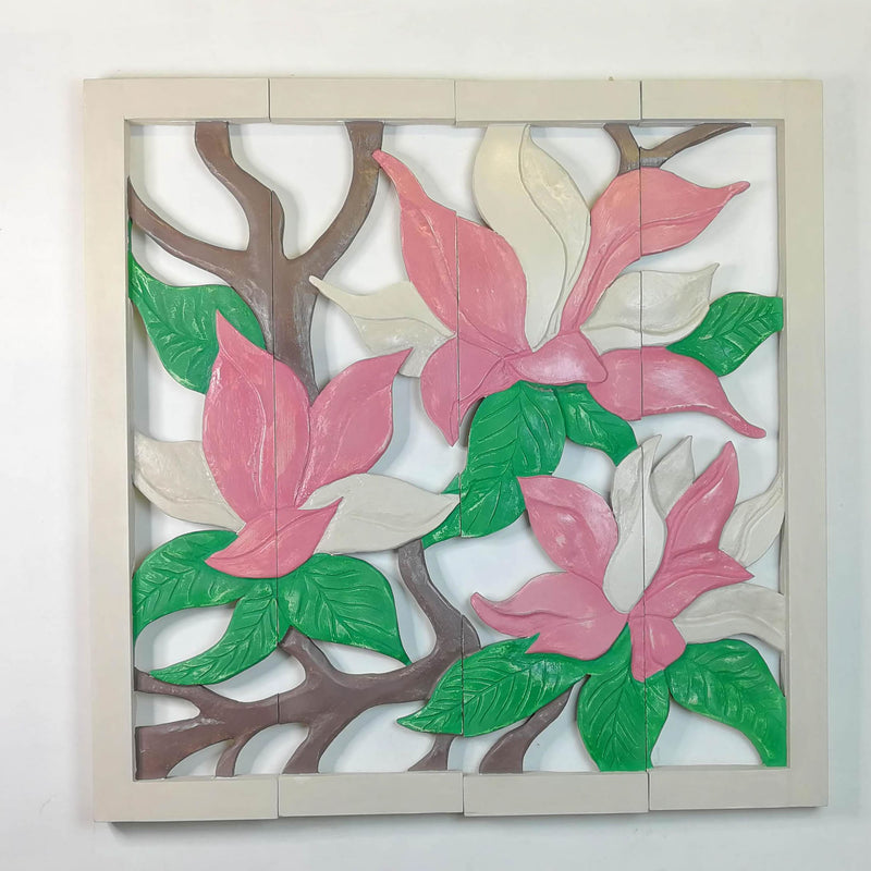 Large Hand Carved Wooden Wall Art Decorative Headboard Panel