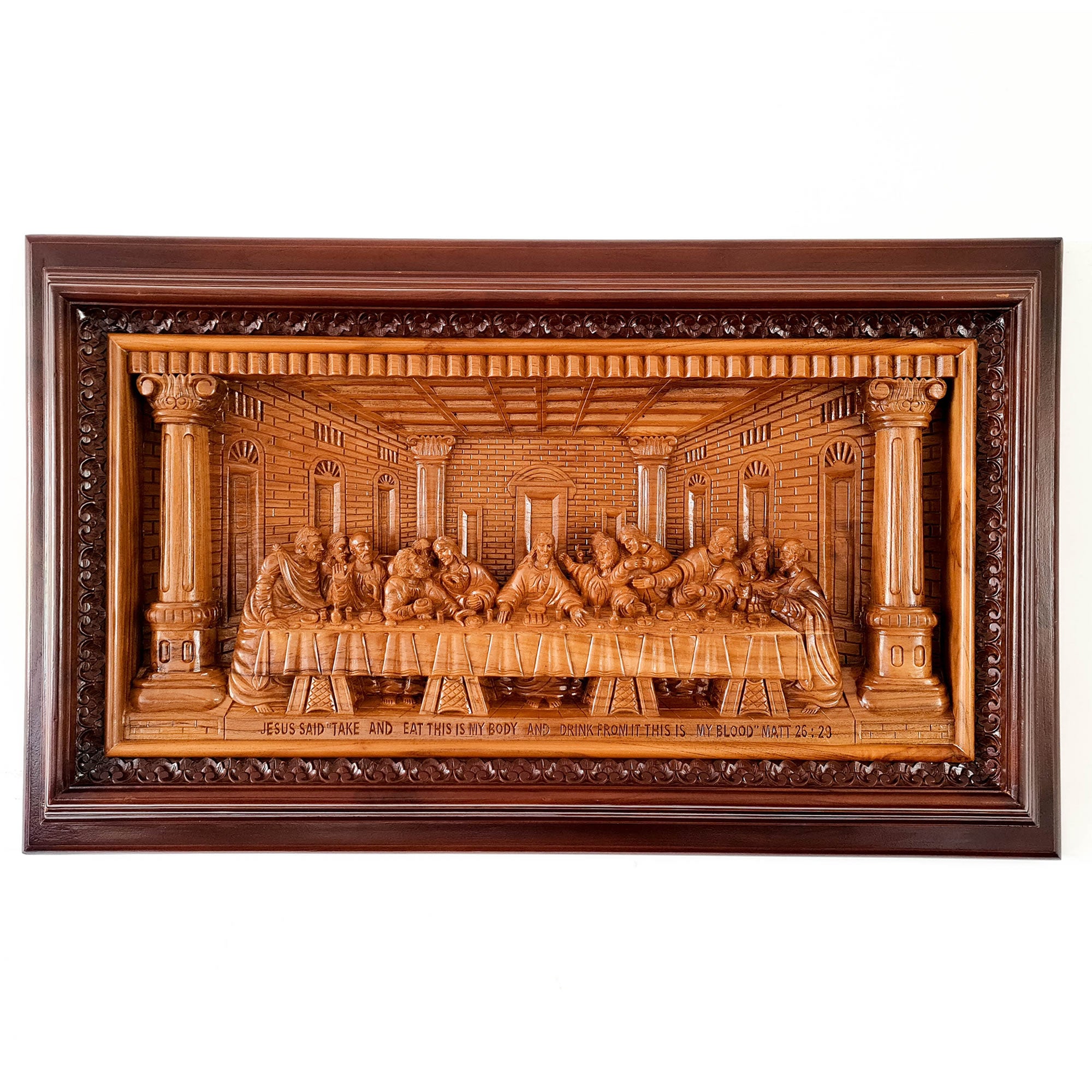 Leonardo Da Vinci Hand Carved Wooden Lord Jesus - Last Supper Jerusalem Religious Vatican Christian Art Sculpture