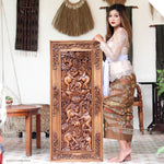 African Jungle Elephants Hand Carved Teakwood Decorative Wall Art Sculpture