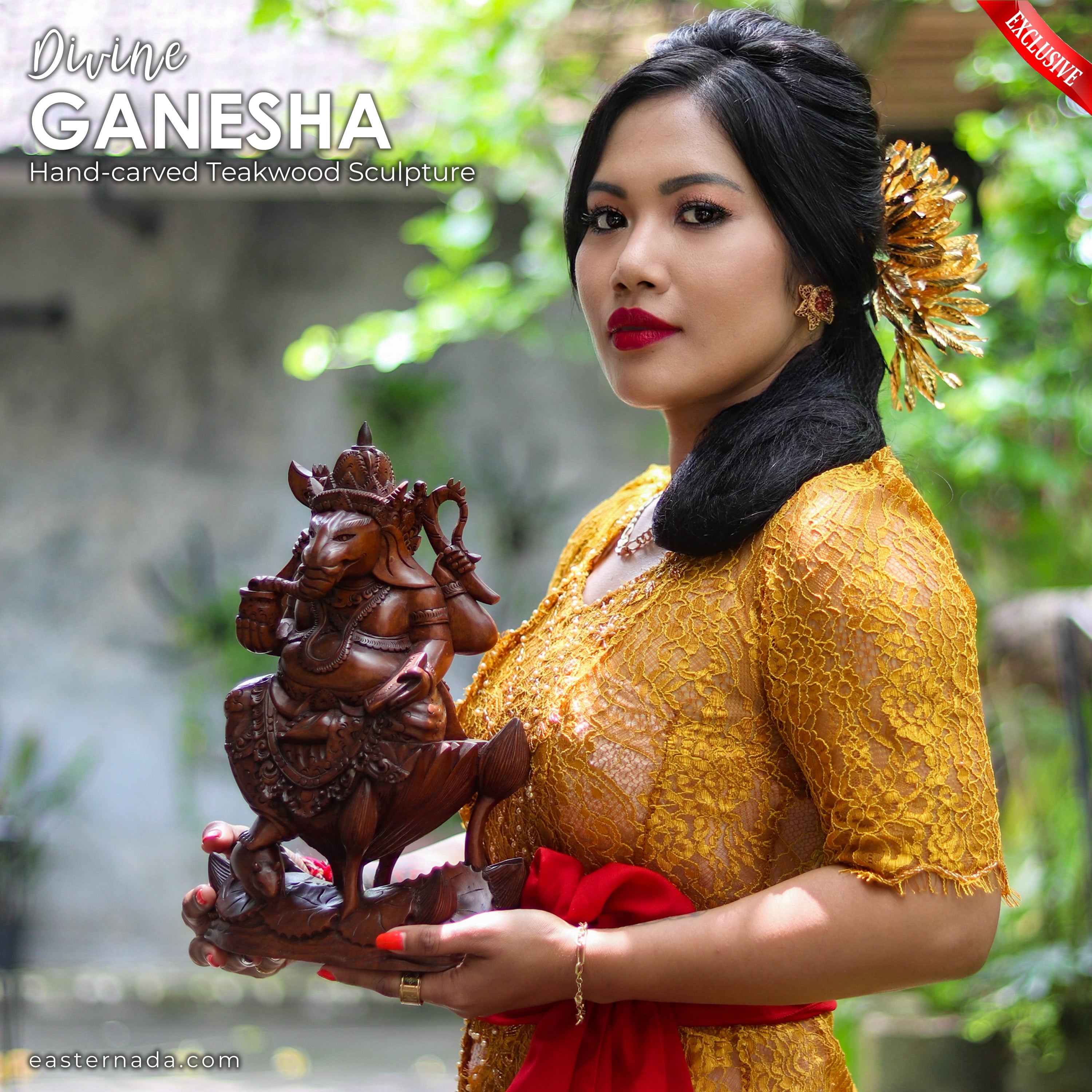 Ganesh Ganapati Decorative Wooden Wall Sculpture Hindu Art | Hindu God Mandir Pooja Decoration | Unique Gift