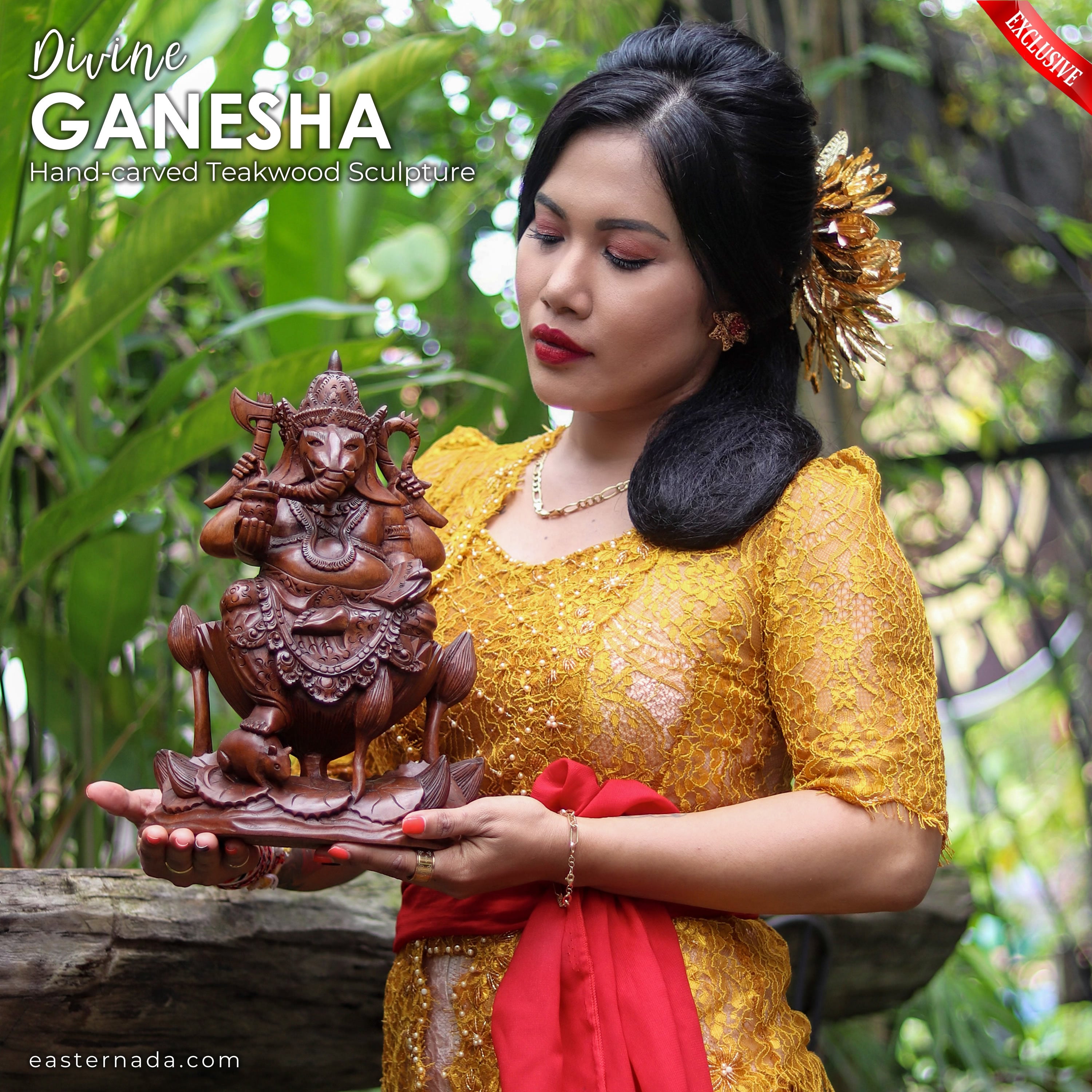 Ganesh Ganapati Decorative Wooden Wall Sculpture Hindu Art | Hindu God Mandir Pooja Decoration | Unique Gift