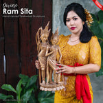 Ram Sita Hindu God Pooja Mandir Hand-carved Solid Wood Art Sculpture Decoration Rare Unique Gift