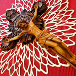 Blessed Jesus Prayer Cross Carved Wooden Decorative Sculpture Art Vatican Gospel Bible Jerusalem