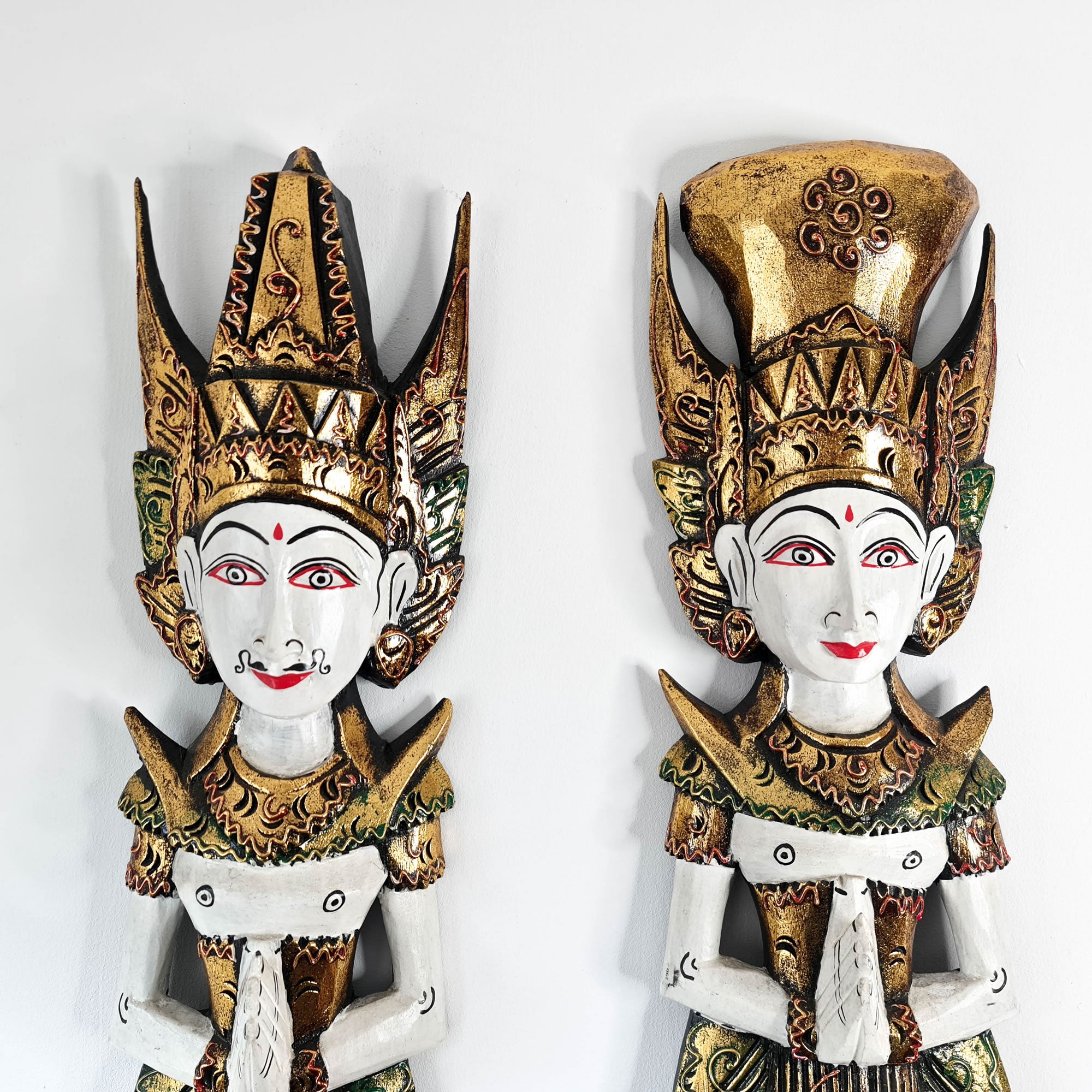 Handmade Carved Wooden Decorative Wall Art Water Goddess Set Large