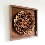 Hand Carved Wooden Decorative Mandala Framed Wall Art.