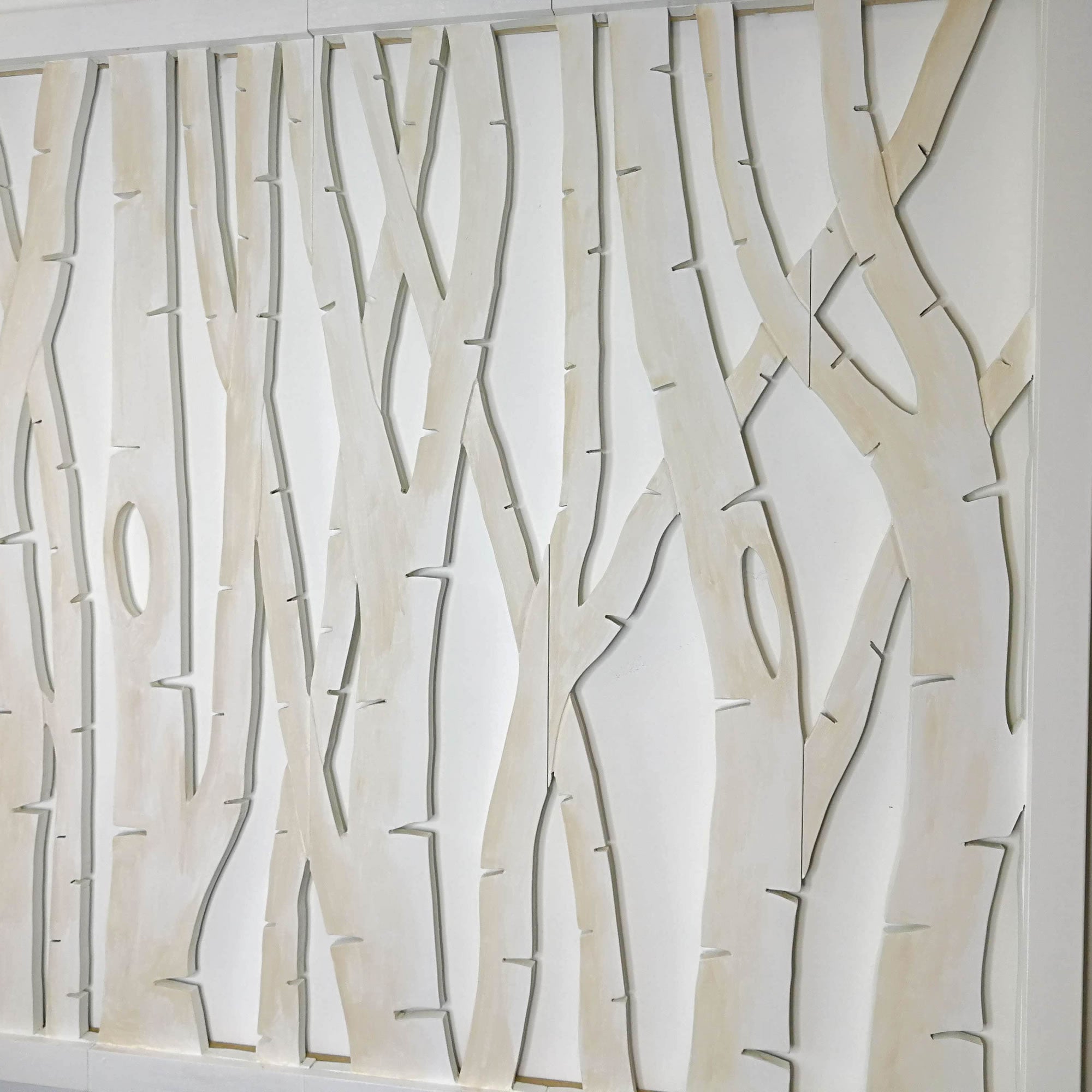 Art mural en bois sculpté - Grande tête de lit décorative en bouleaux