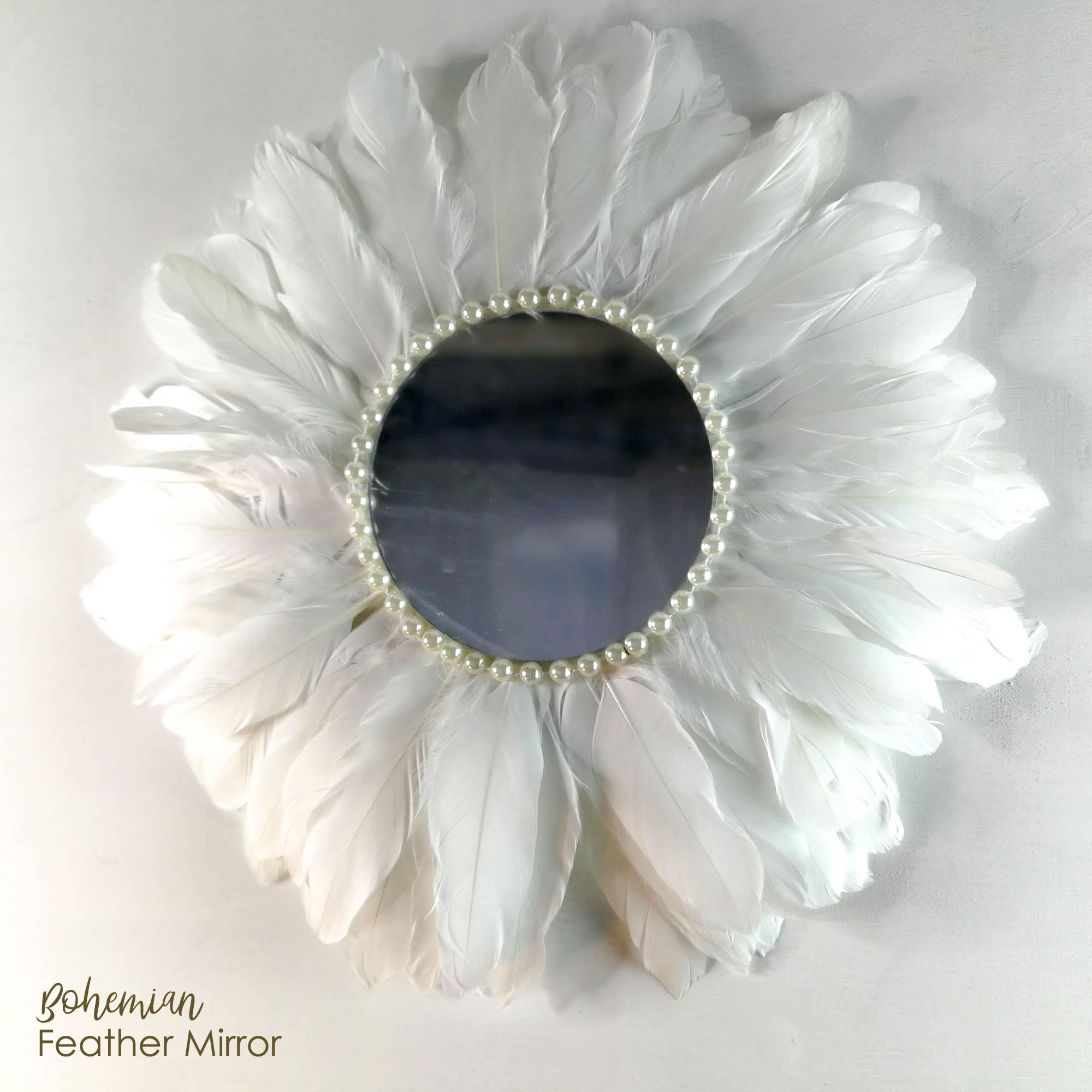 Juju Feather Vanity Wall Mirror Bohemian Style Handmade