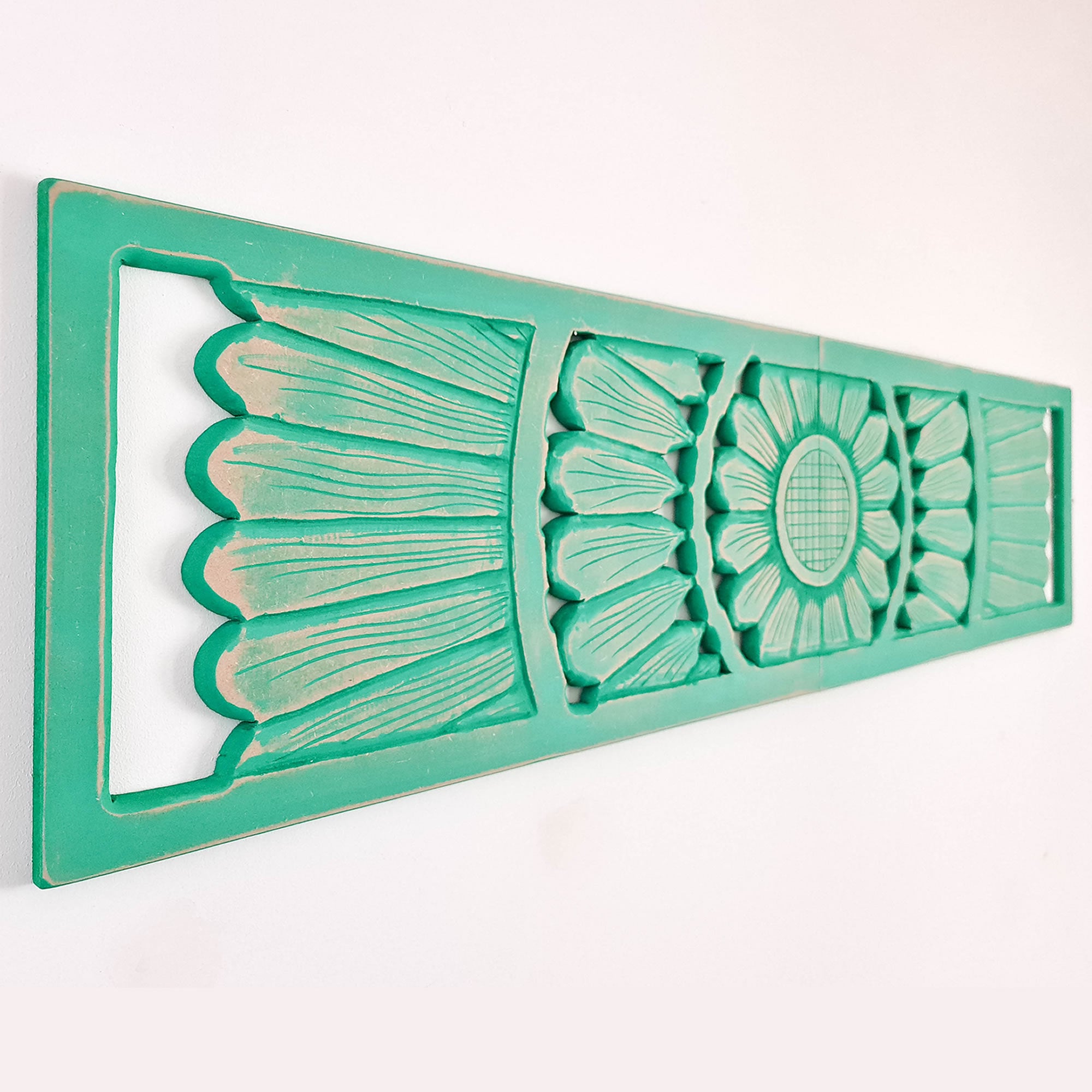 Hand Carved Wooden Wall Art - Long Headboard Decorative Mandala Panel