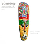 Hawaiian Tiki Mask Wall Hanging - Hand Carved painted wooden Tropical Aboriginal decoration