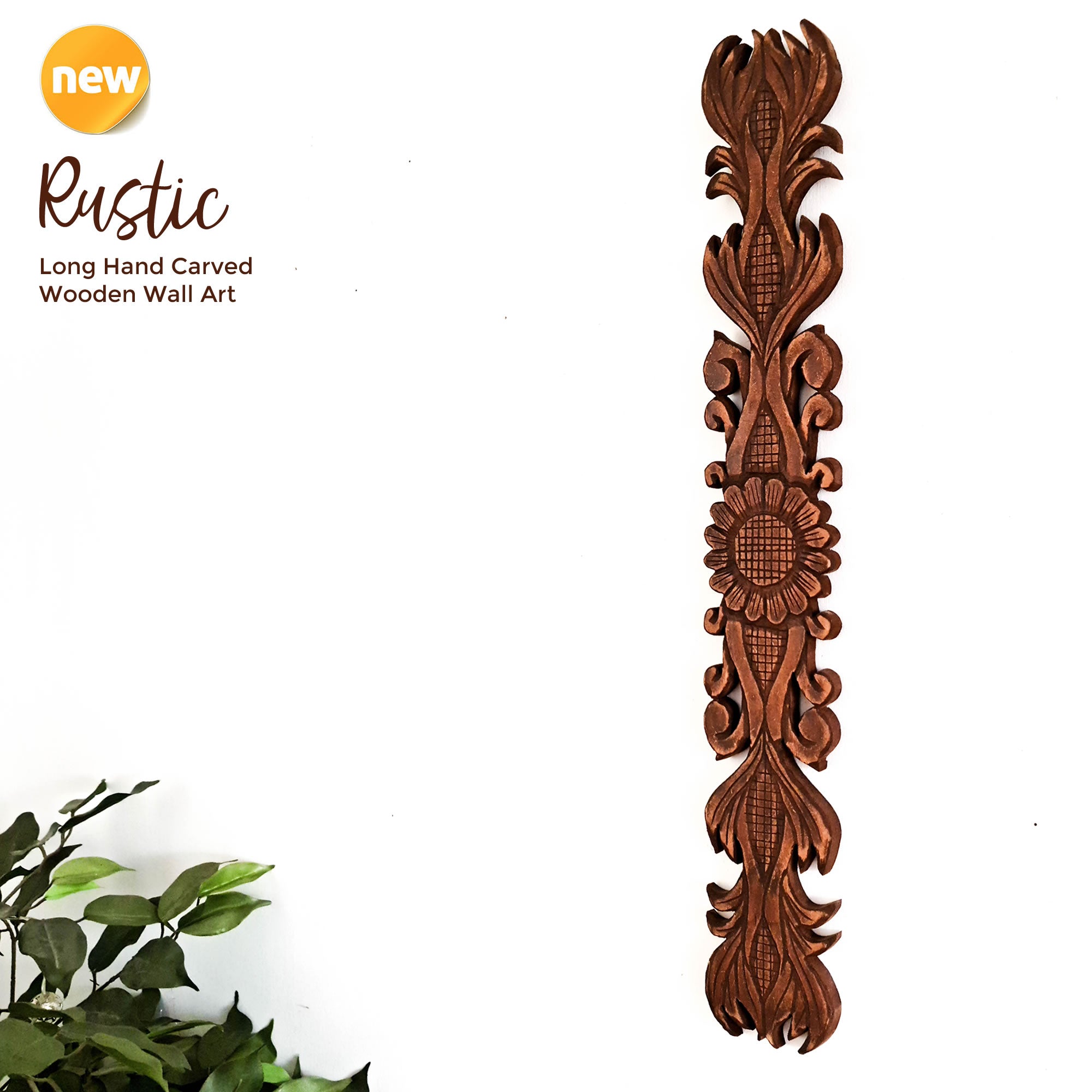 Sculpture d'art décorative en bois sculpté finition noyer