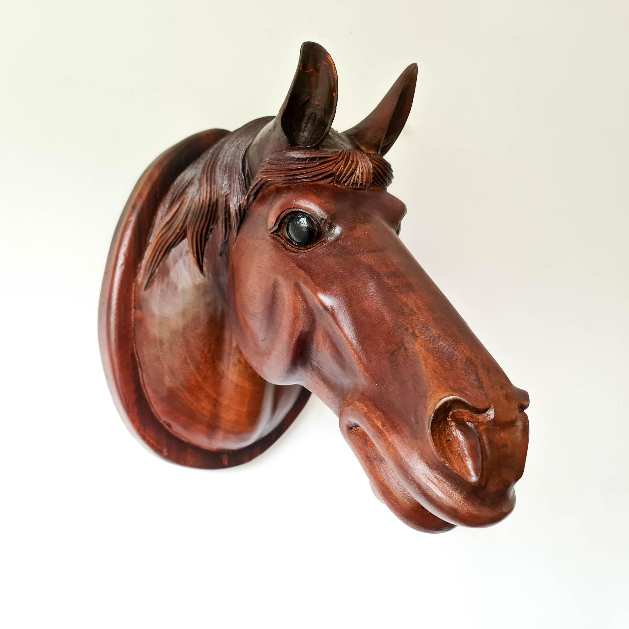 Hand-carved room decoration wooden wall art sculpture | Unique Horses rare antique style hangings and gifts | Bohemian boho carved headboards