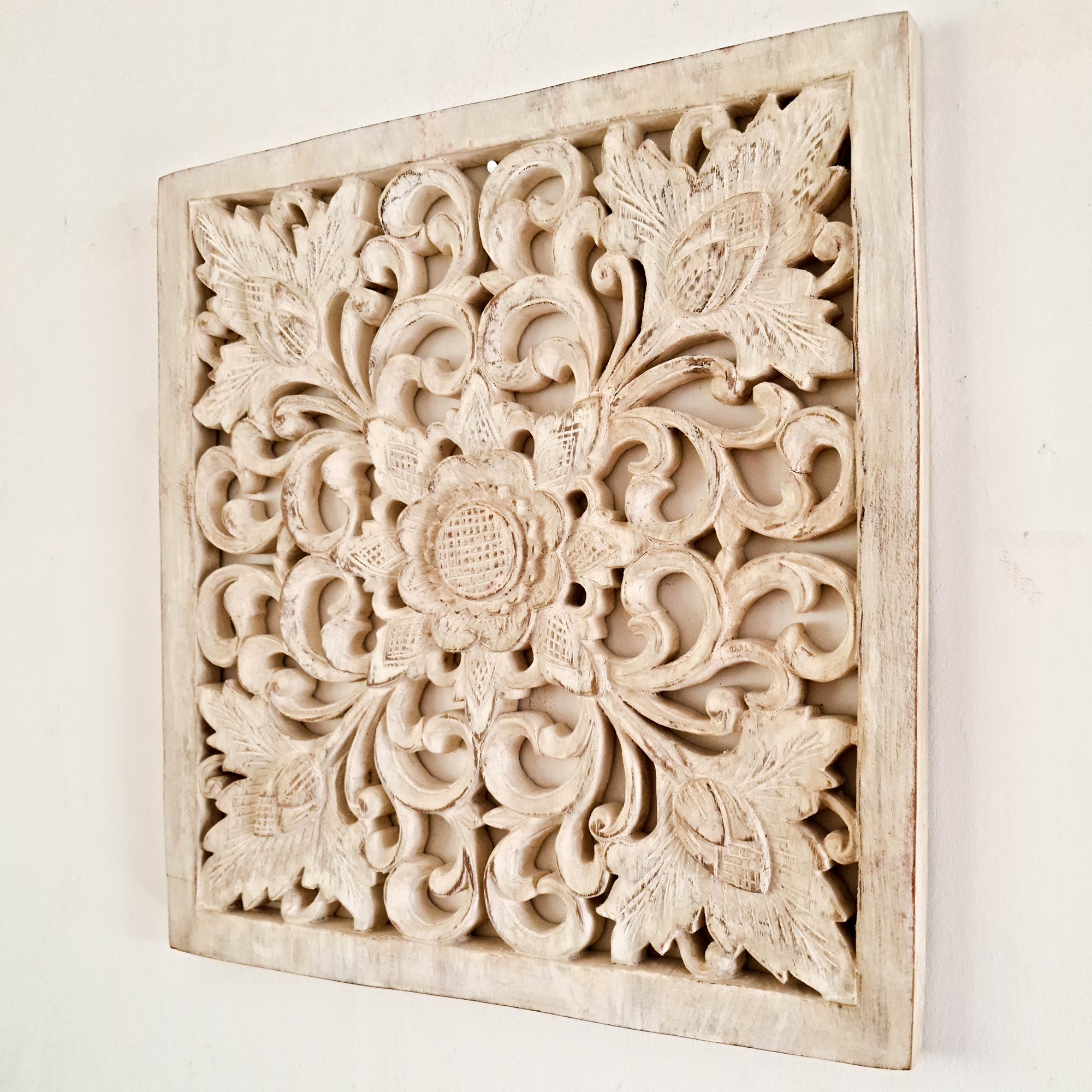 Bohemian Decorative Wall Art Sculpture Room Decore Headboard Mandala Distressed White Shabby Chic | Easternada