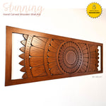 Large king Size Mandala Headboard - Handmade Carved Wooden Wall Art Lotus