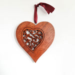 Hand Carved Wood Love Heart Decoration - A Perfect Gift for Him Her Easternada