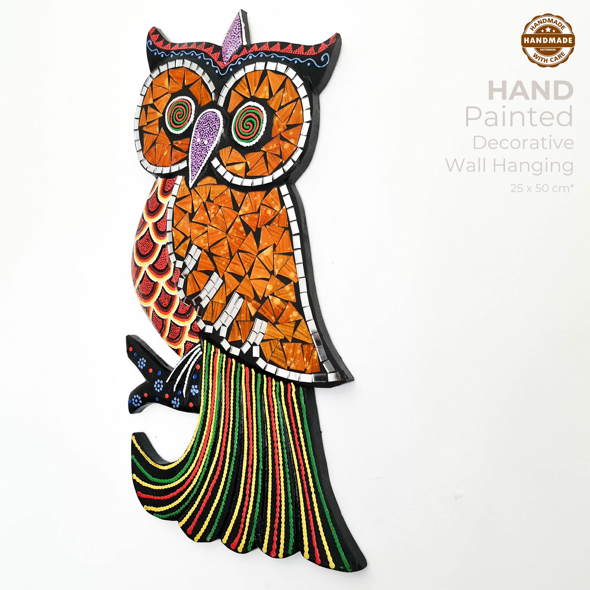 Tropical Wall Hanging - Hand-Carved painted wooden Tropical decoration.