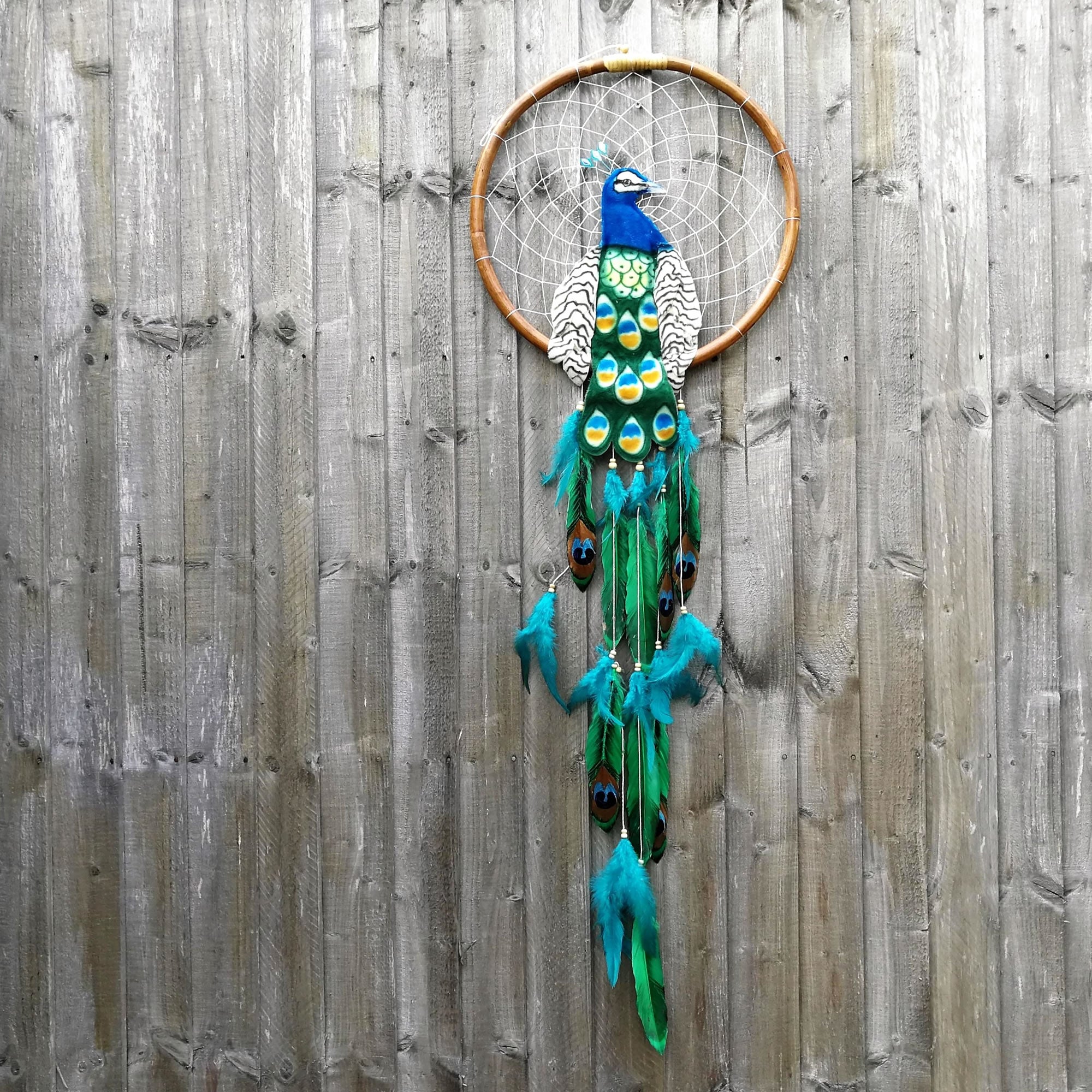 Peacock - Bohemian Feather Macramé Hanging Dream Catcher Large