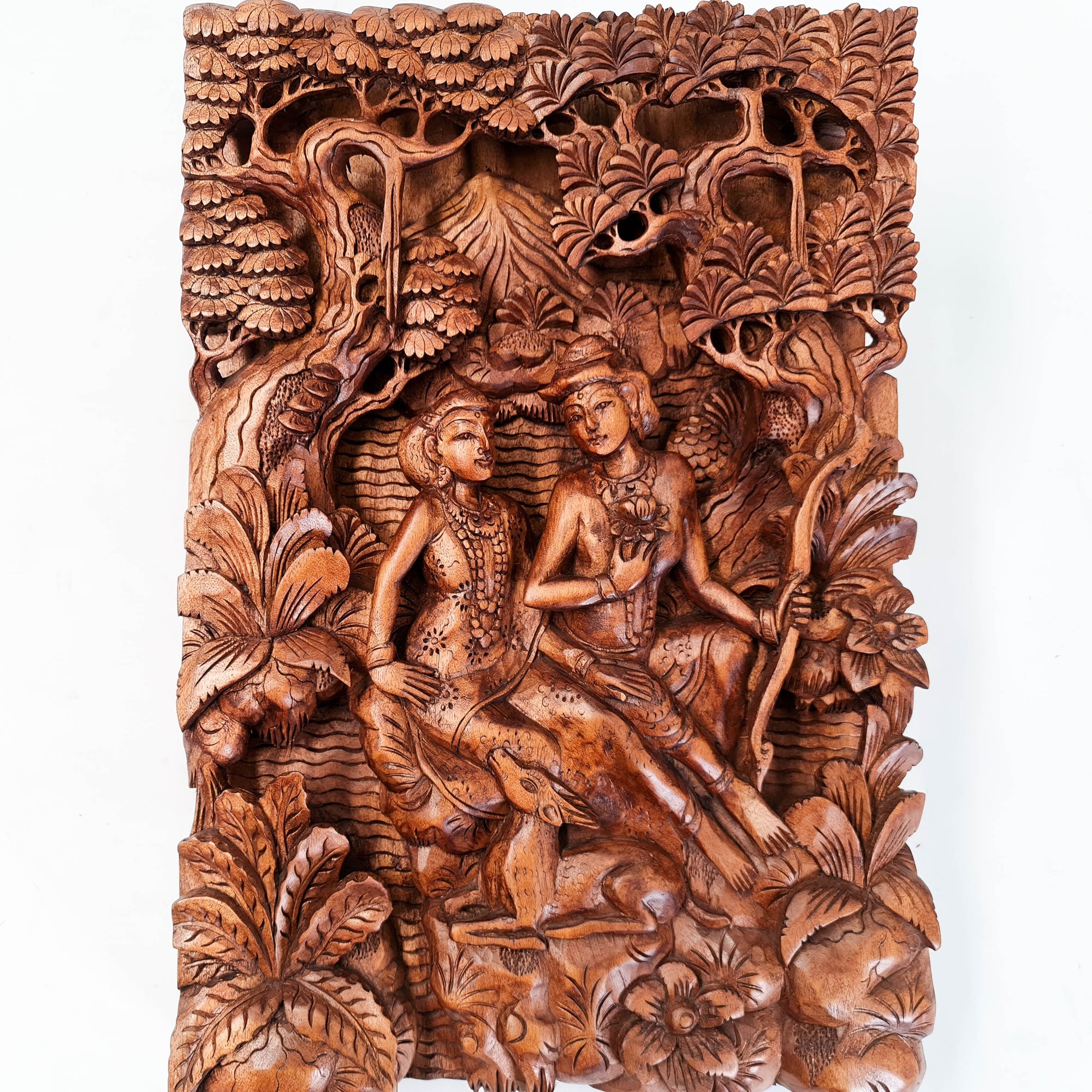 Hand Carved Wooden Hindu God - Ram Sita Sculpture Art Mandir