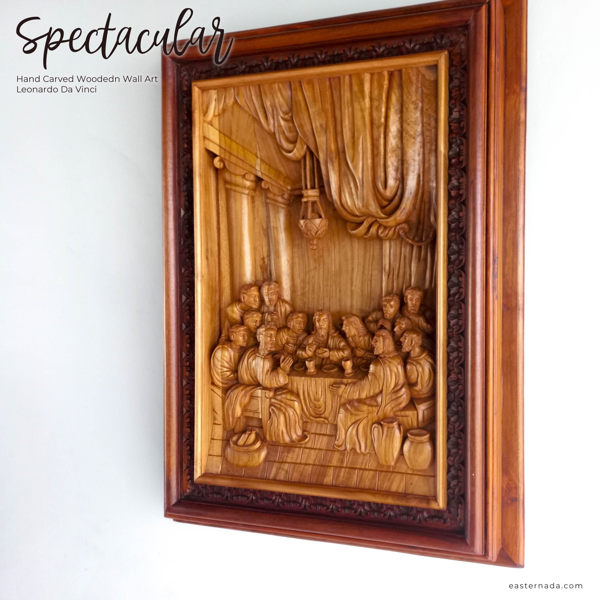 Hand Carved Wooden Lord Jesus - Religious Vatican Christian Art Sculpture Leonardo Da Vinci