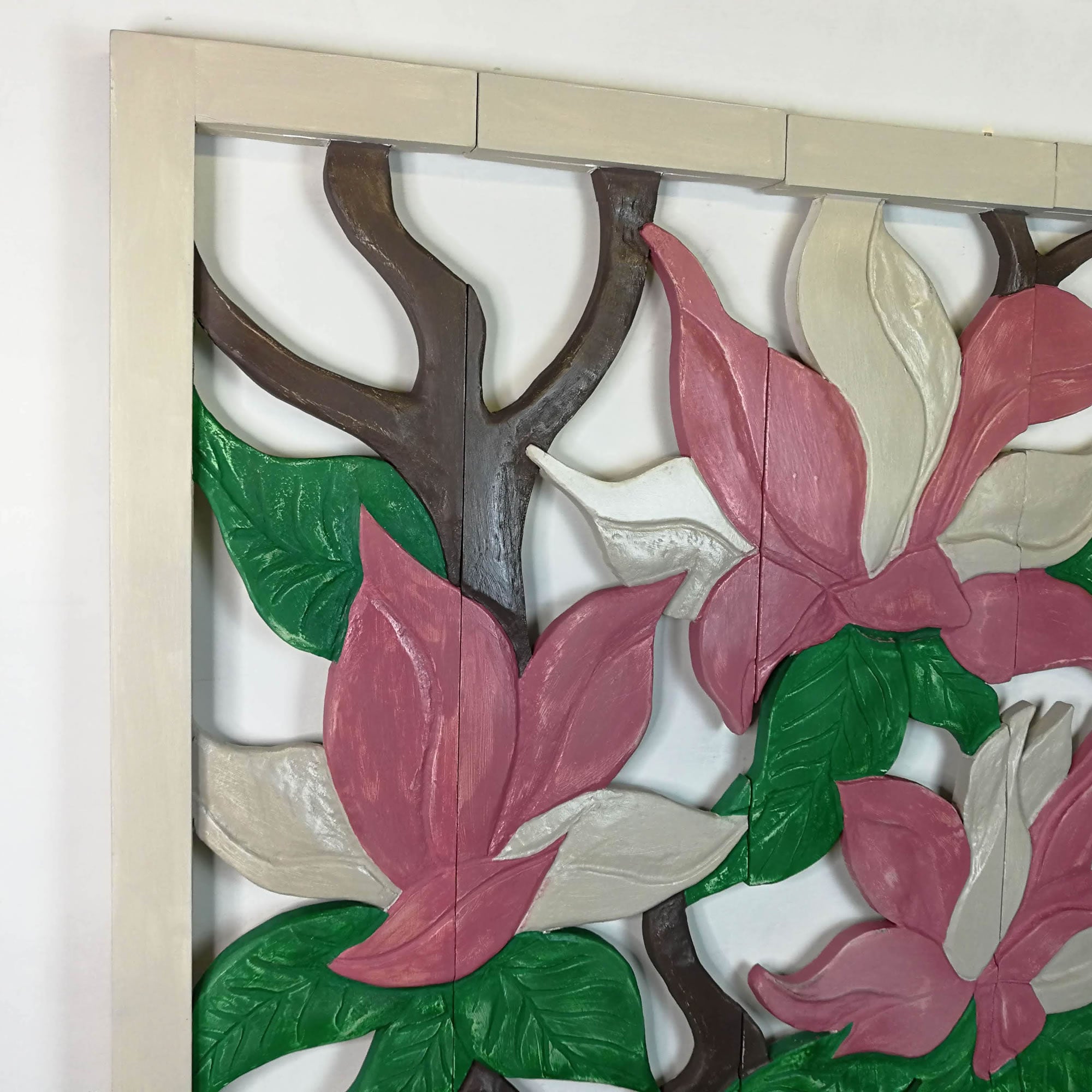 Large Hand Carved Wooden Wall Art Decorative Headboard Panel