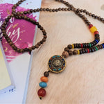 Blessed Tibetan Buddhist Monk Meditation Beads Wooden Necklace Bohemian