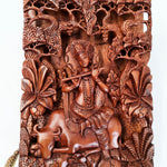 Hand Carved Wooden Hindu God - Hare Krishna Hindu Mandir Sculpture