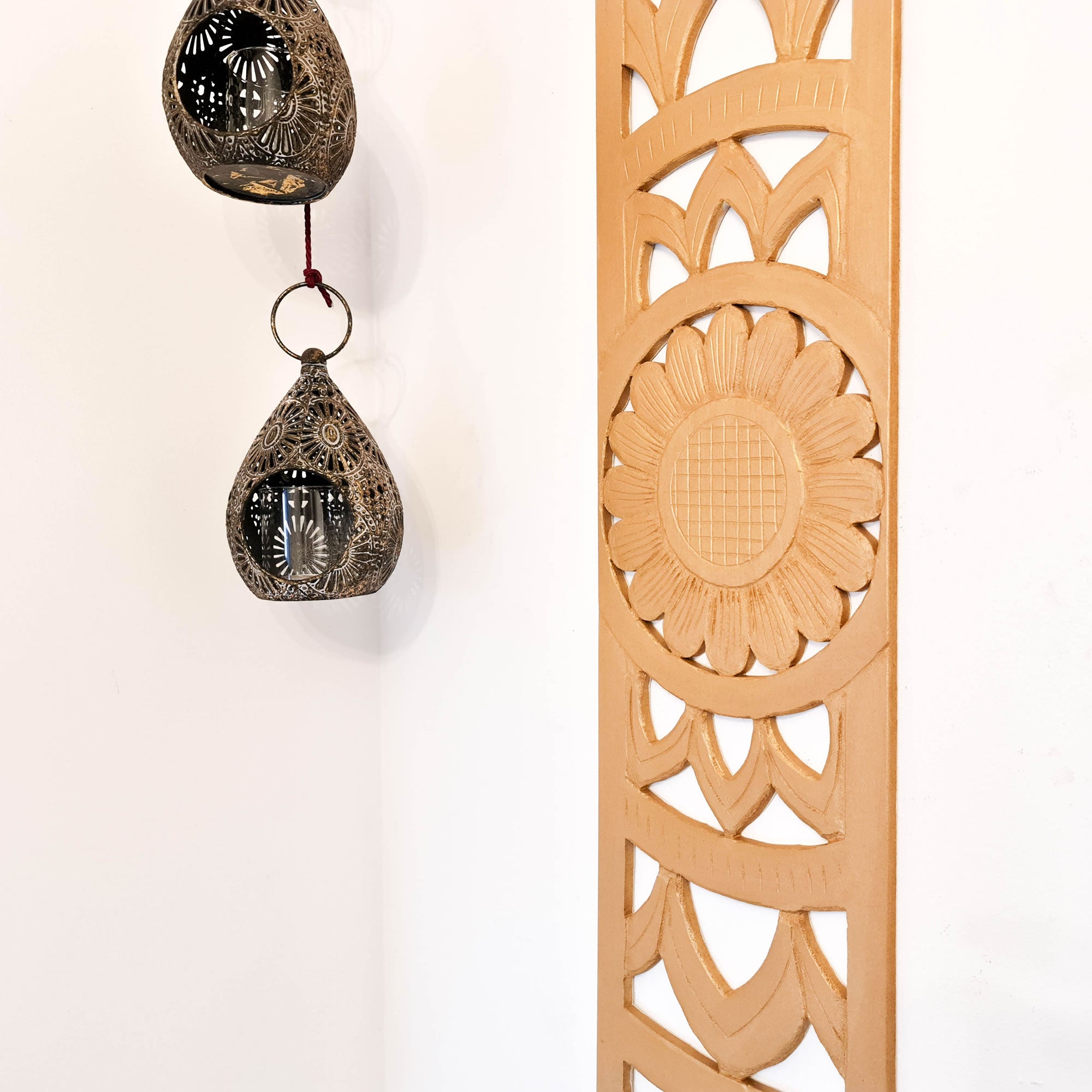 Carved Wooden Decorative Panel Art Sculpture Gold Mandala. Hand crafted by skilled craftsmen this piece is unique and simply amazing