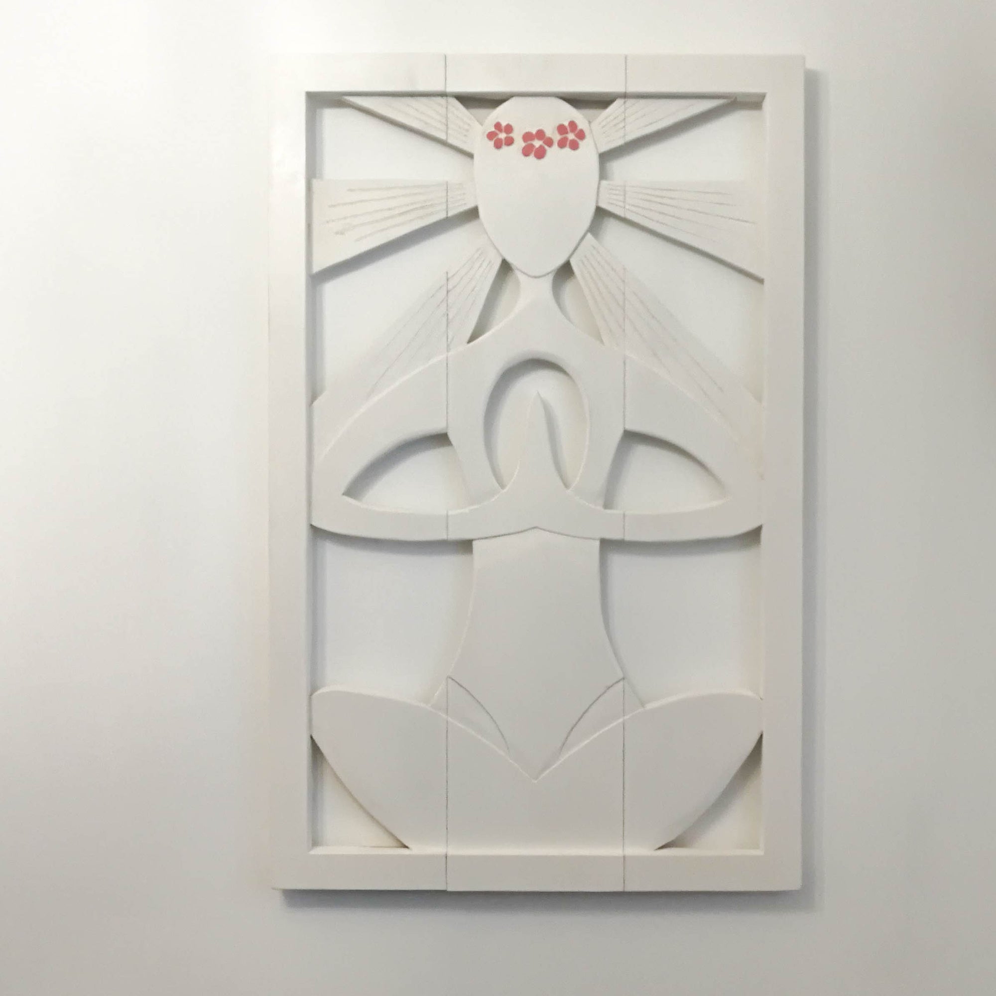 Art mural en bois sculpté - Grande sculpture décorative de tête de lit Namaste Yoga Meditation Panel