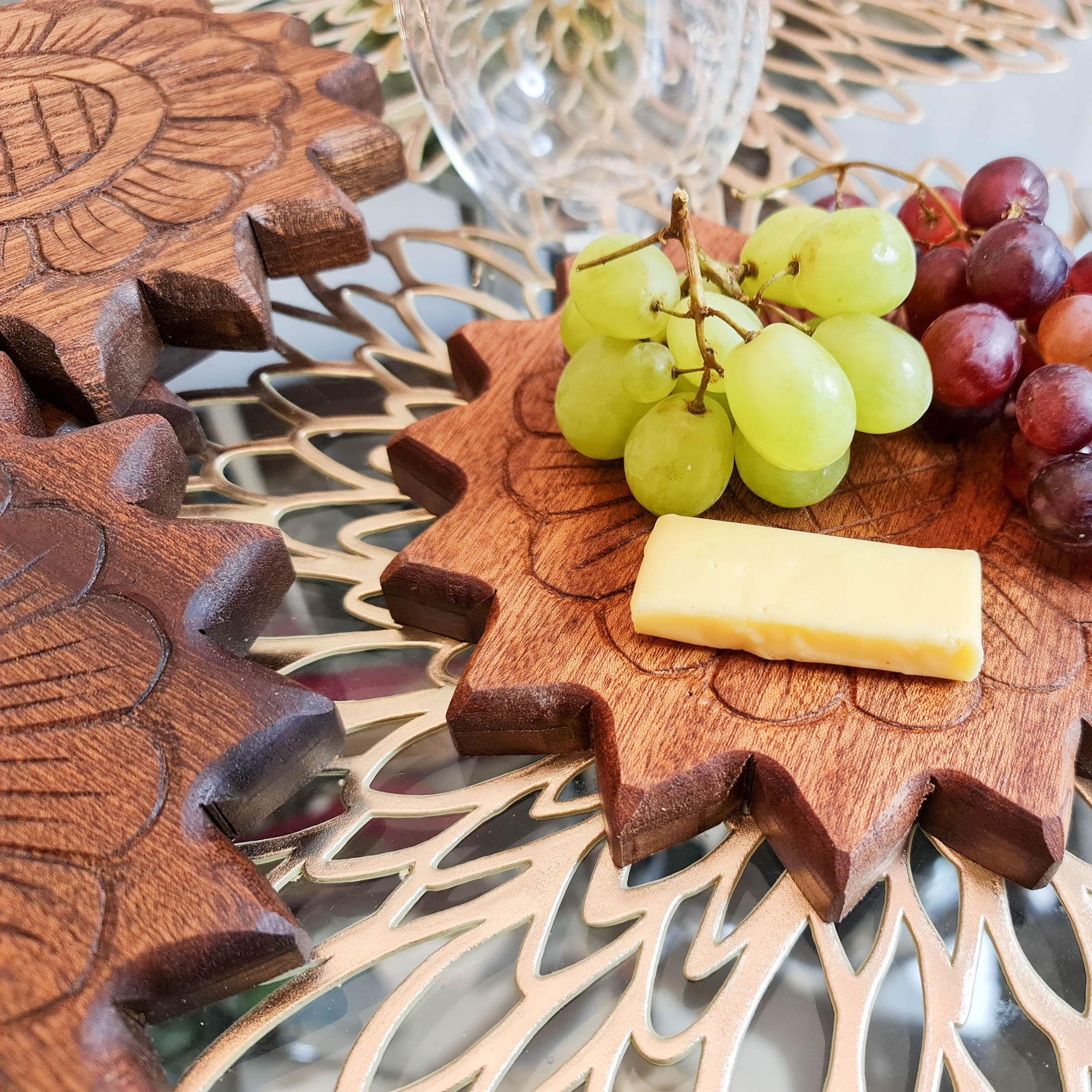 Handmade Carved Wood Coasters Cheese Board Planter Decorative Wall Art Gift