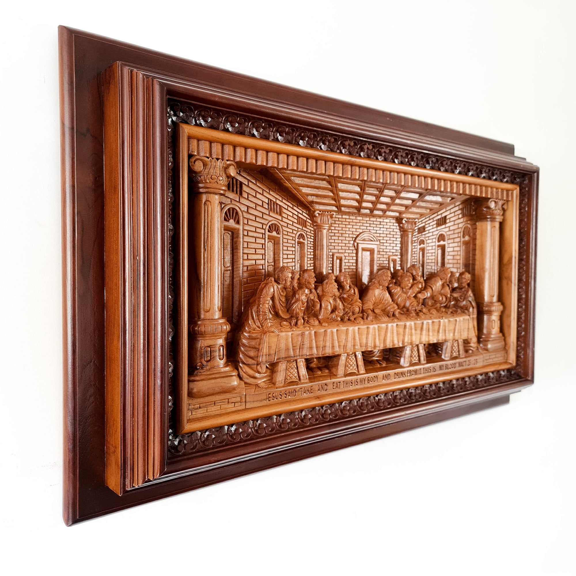Leonardo Da Vinci Hand Carved Wooden Lord Jesus - Last Supper Jerusalem Religious Vatican Christian Art Sculpture