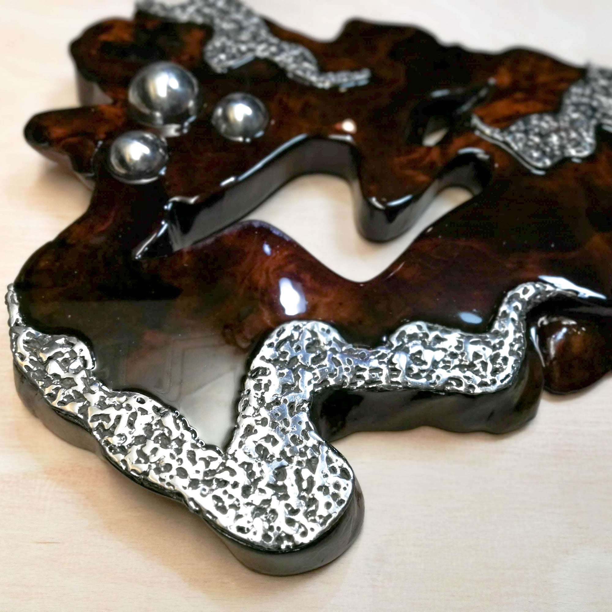 Hand made Decorative Solid Wood Stainless Steel Wall Art Sculpture - Easternada