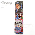 Hawaiian Tiki Mask Wall Hanging - Hand Carved painted wooden Tropical Aboriginal decoration