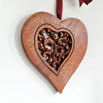 Hand Carved Wood Love Heart Decoration - A Perfect Gift for Him Her Easternada