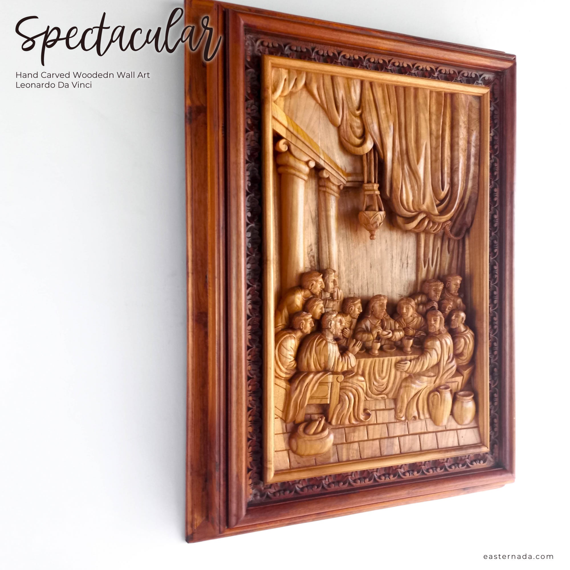 Hand Carved Wooden Lord Jesus - Religious Vatican Christian Art Sculpture Leonardo Da Vinci