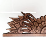 Handmade Carved Wooden Wall Art Rustic Curved Mandala Distressed Antique Brown