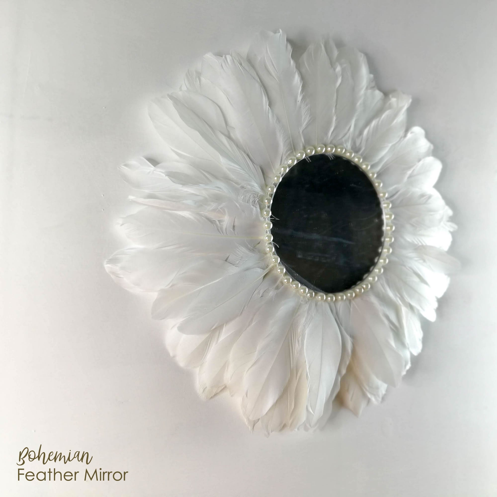 Juju Feather Vanity Wall Mirror Bohemian Style Handmade